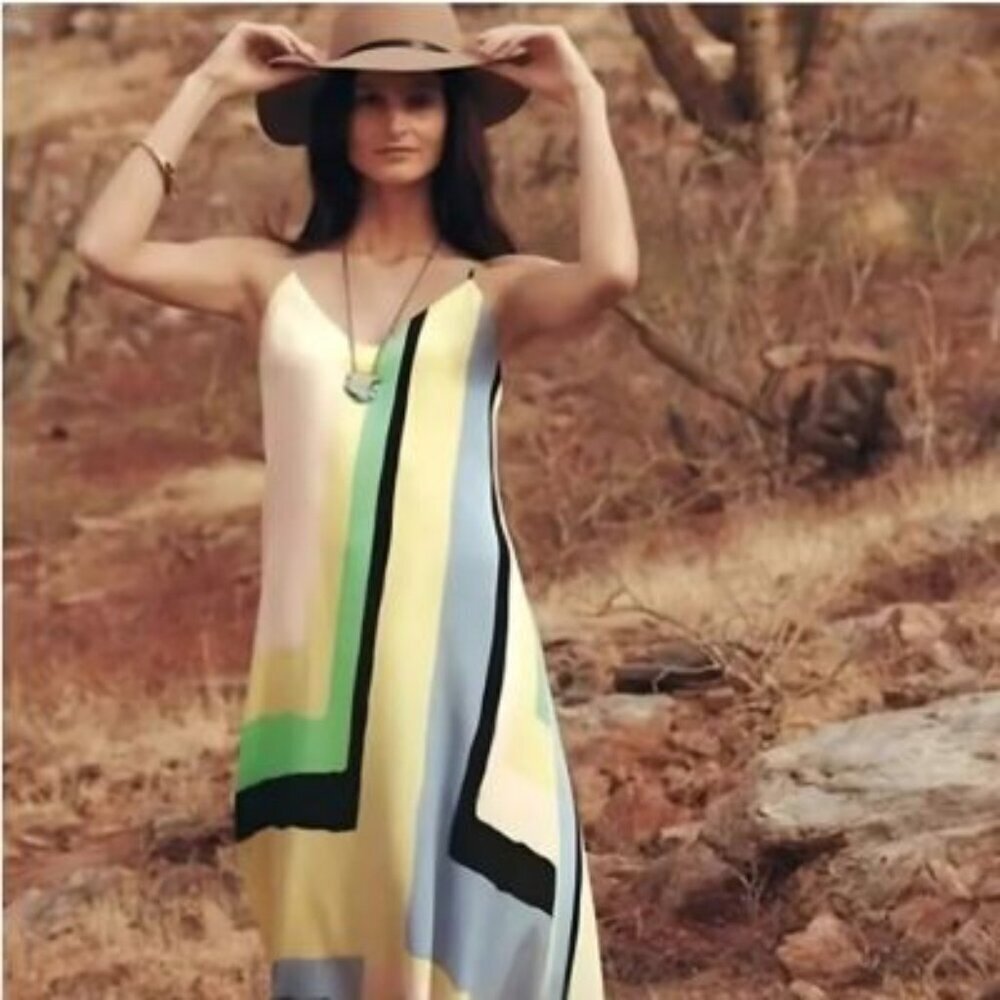 Anthropologie Maeve Abstracted Geometric Knee Length Dress - Picture 1 of 8
